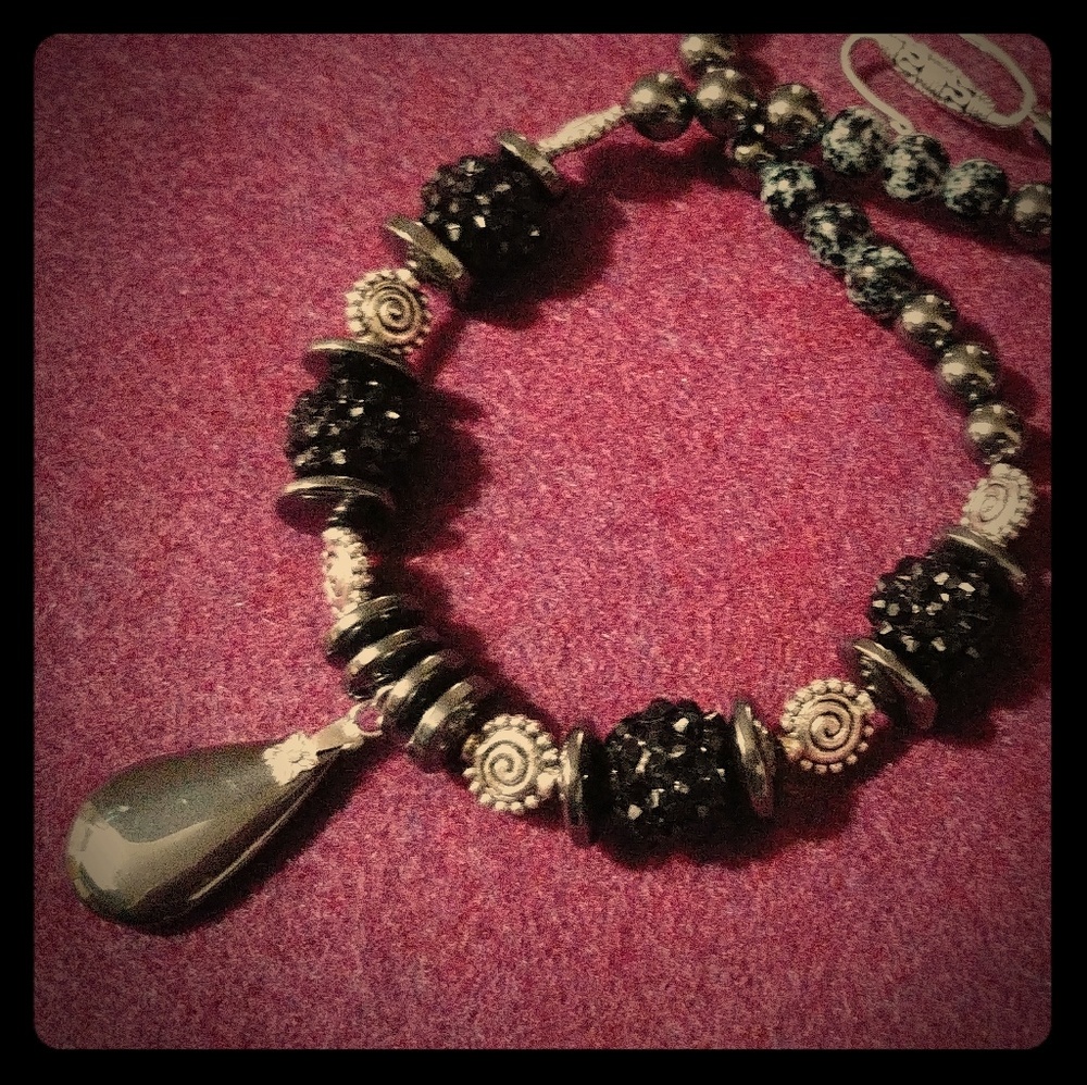 Hematite drop pendant necklace